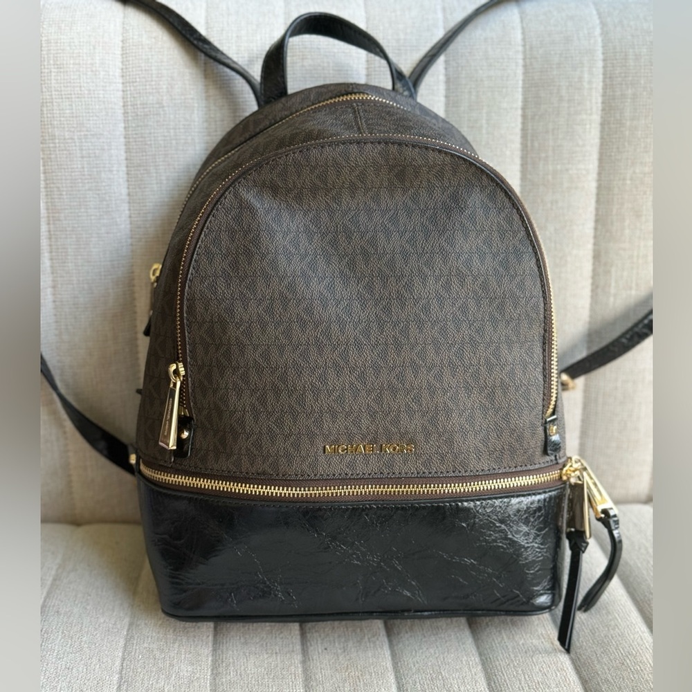 Michael Kors Rhea Medium Backpack with Gold Accents NWT